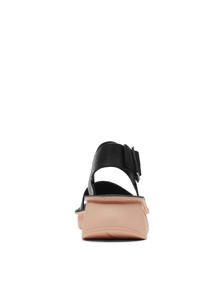 Clarks Leder-Keilsandaletten in Schwarz günstig kaufen