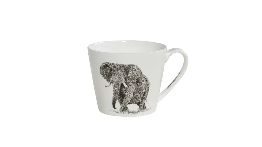 MAXWELL & WILLIAMS Marini Ferlazzo Becher African Elephant, Bone China Porzellan Schwarz, Weiß