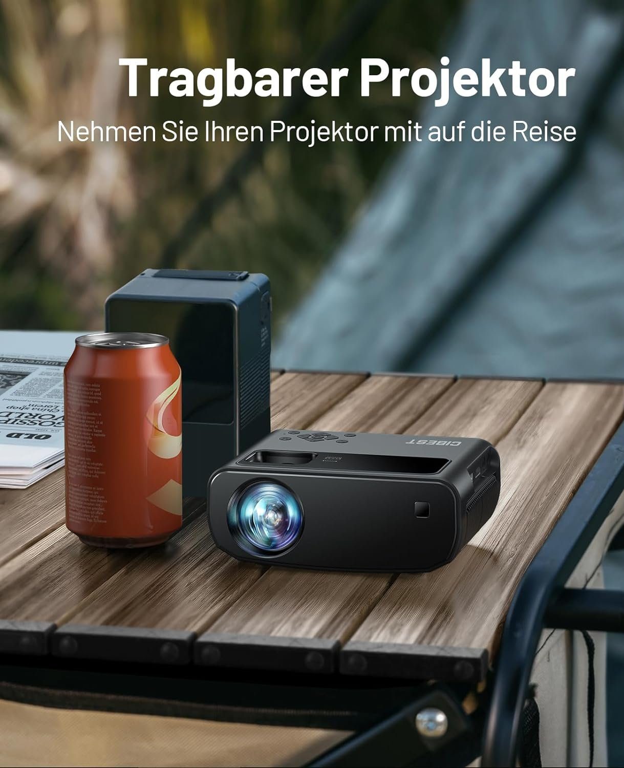 JUNG Mini Tragbarer Beamer Trapezkorrektur 4K 200 ANSI Smart Projektor WiFi Mini-Beamer (10000: 1, 1920 x 1080 px, 4k Heim Kino Full HD Smart Heimkino Bluetooth Tragbar Mobil Minibeamer)