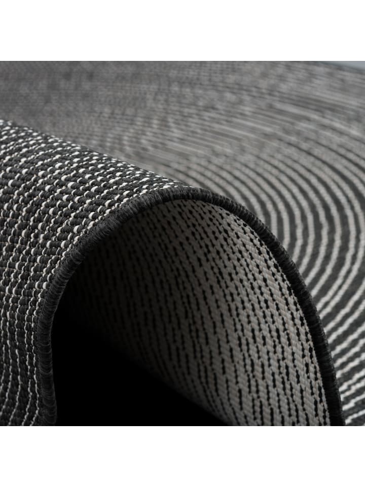 Pergamon In- und Outdoor Teppich  Newport Stripes Rund in Antraciet günstig kaufen