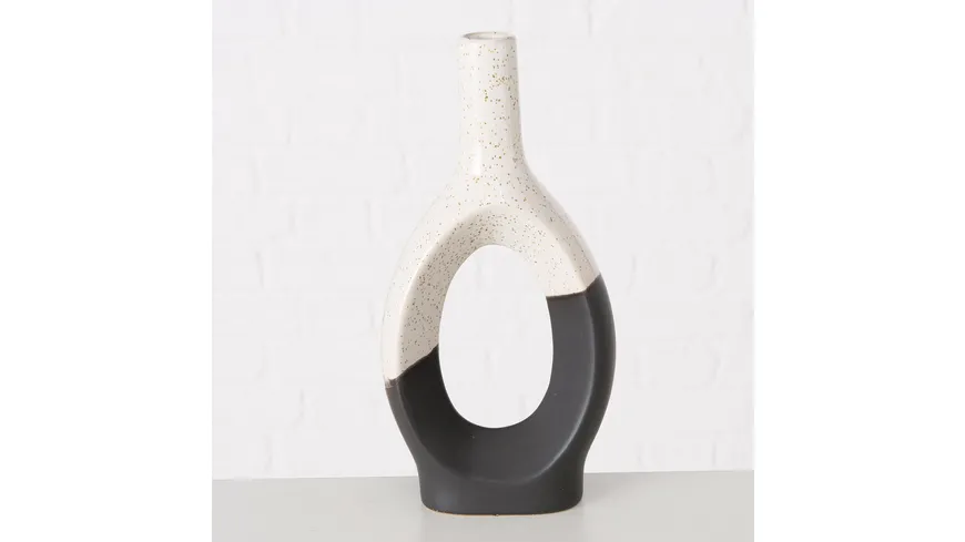 Boltze Vase Uniqua Grau, Schwarz, Weiß