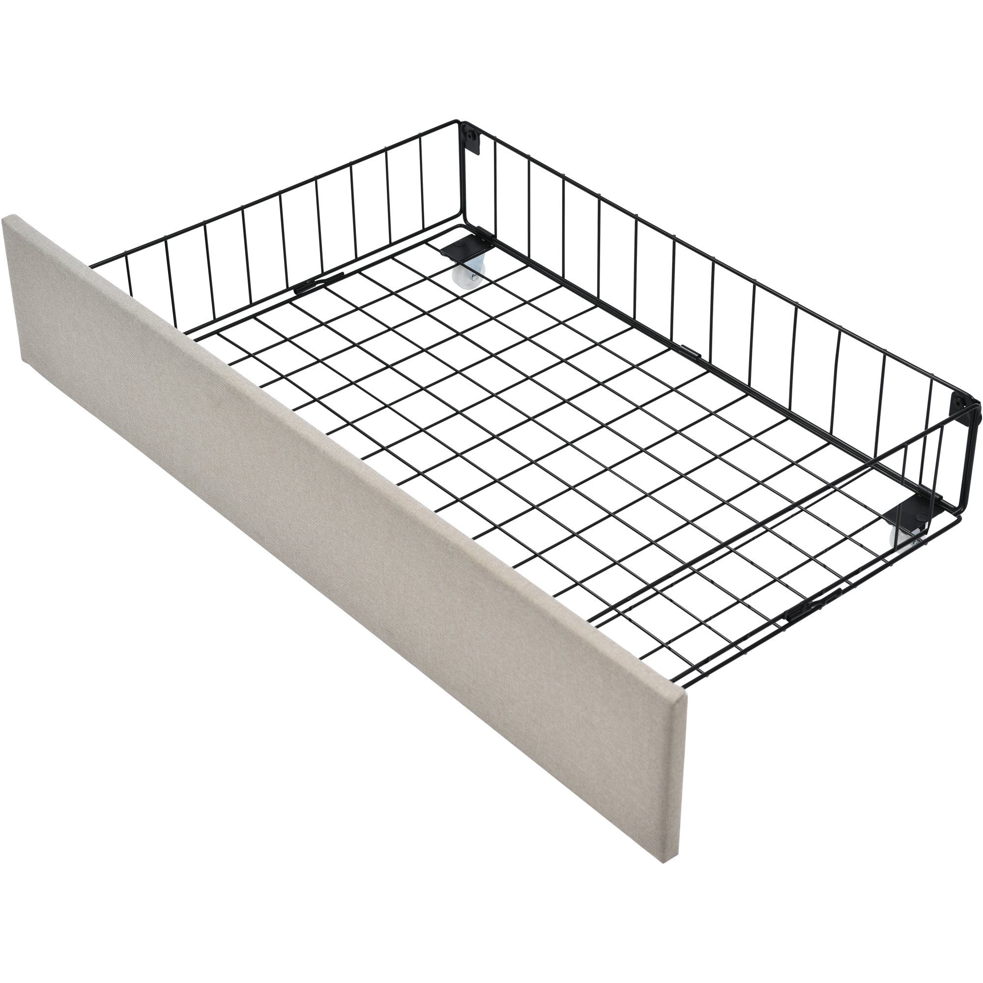 Flieks Polsterbett, Einzelbett Stauraumbett mit 2 Schubladen Leinen 90x200cm