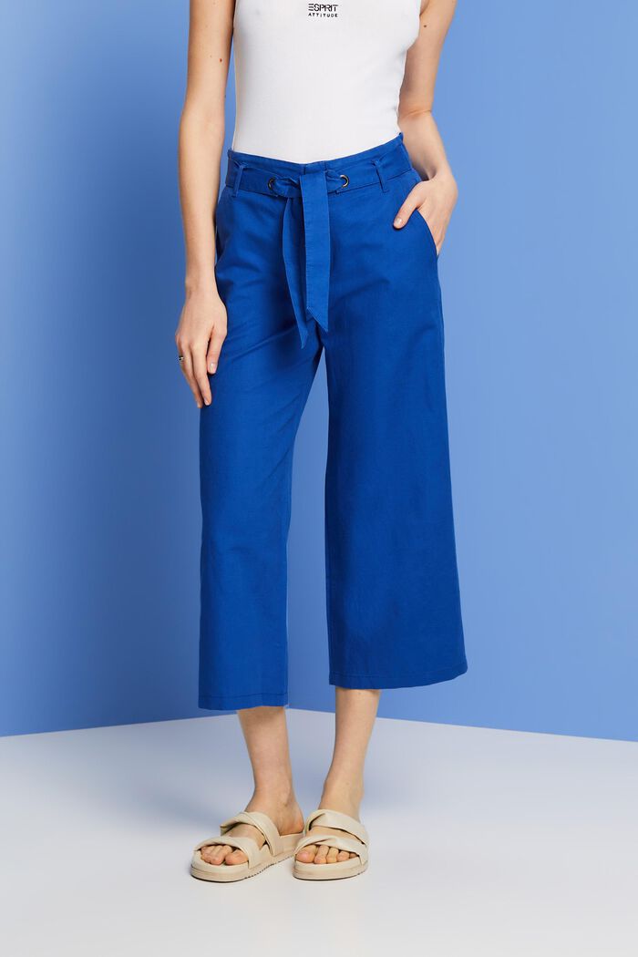 Leinen-Baumwolle-Culotte mit Bindegürtel