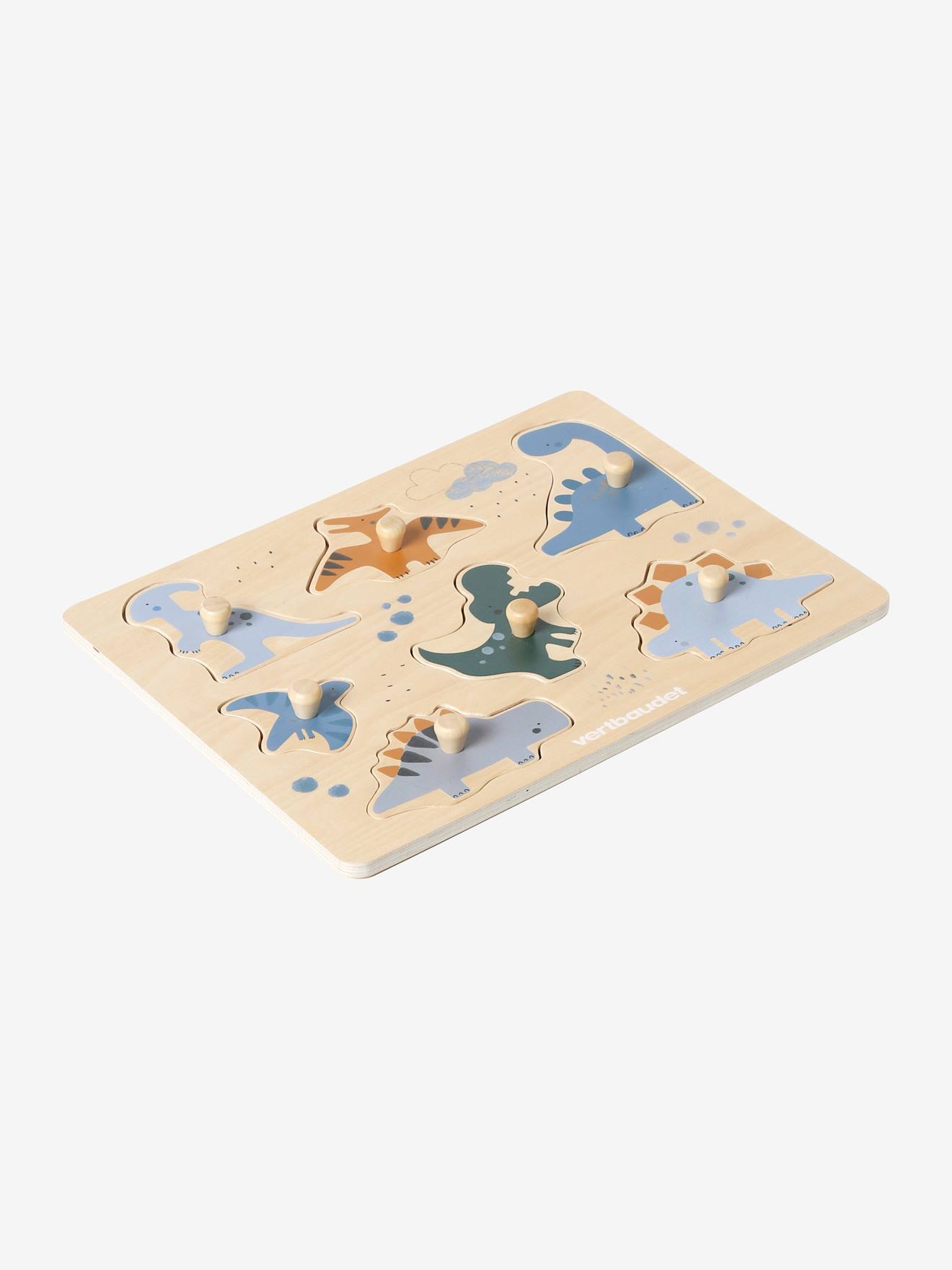 Puzzle bouton Dinosaures en bois FSC® multicolore