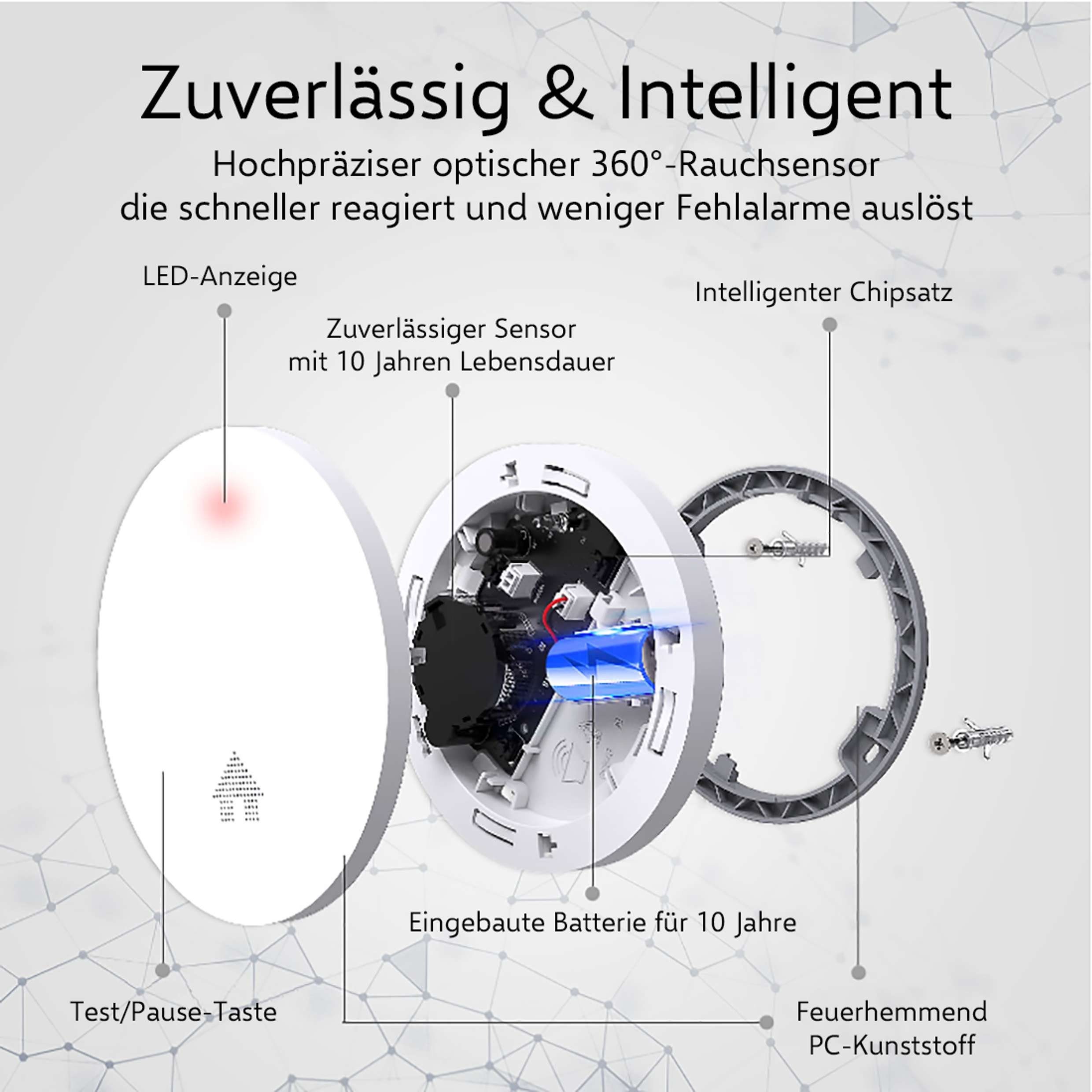 Elro FS461061 Rauchmelder (6er Set, Ultraflach, 10-Jahres Batterie, Mit Q-Label)