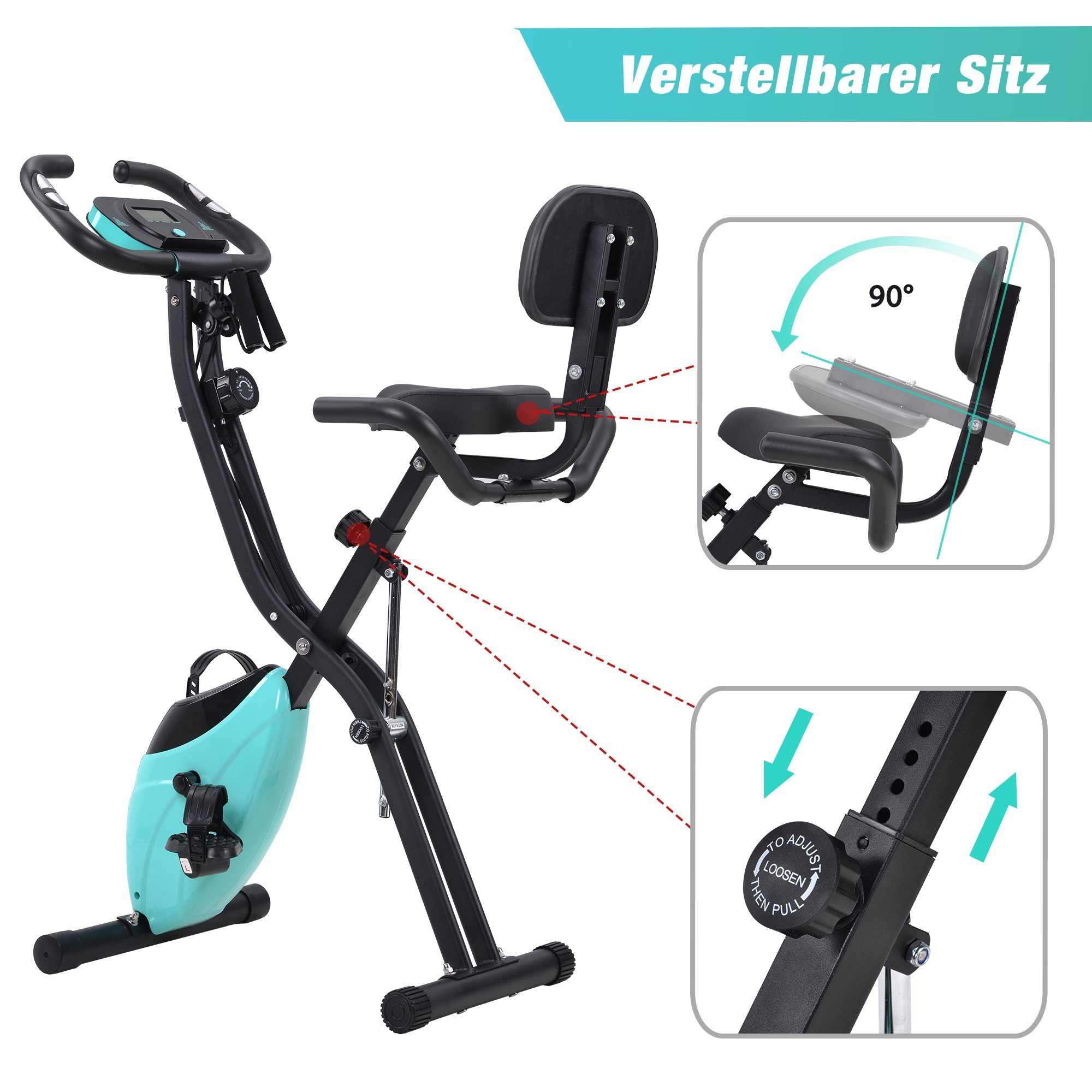 EXTSUD Heimtrainer Faltbares magnetisches Heimtrainer für effizientes Indoor-Training, 4-in-1-Design für verschiedene Trainingspositionen
