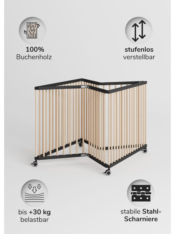 Sämann Sämann Laufgitter faltbar mit Cloud Air Matratze - schwarz/natur günstig kaufen 100x100 cm