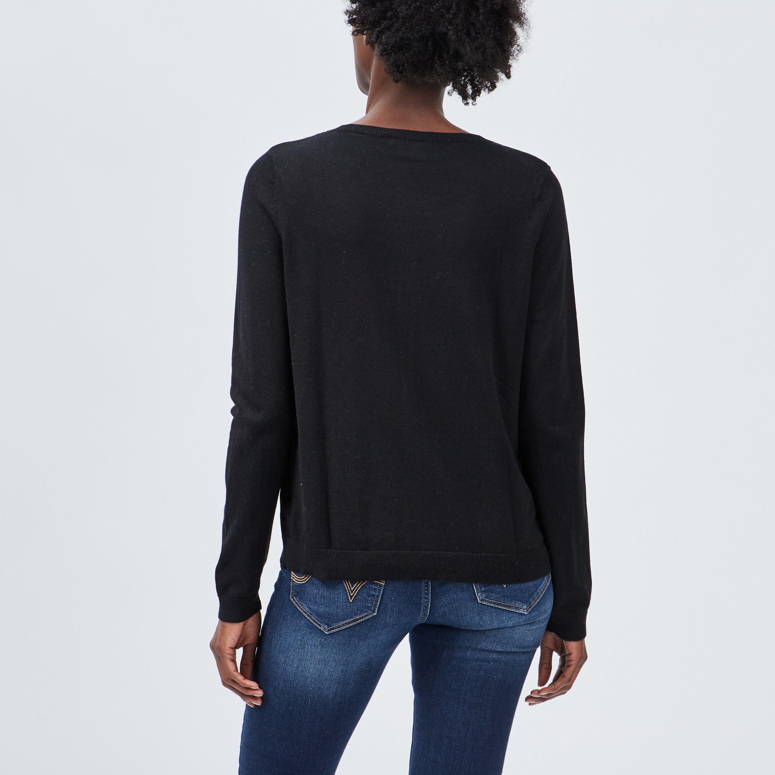 Gilet manches longues boutonné noir femme | La Halle