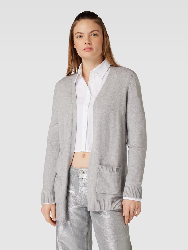 Cardigan mit aufgesetzten Taschen Modell 'LESLY' in hellgrau melange