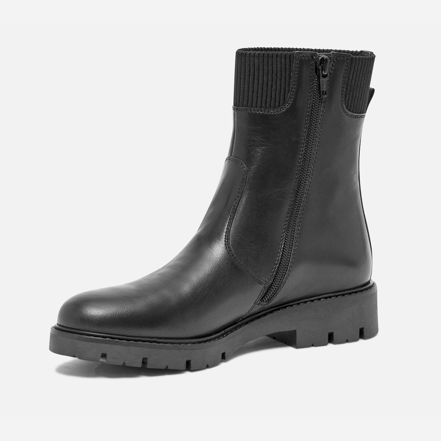 Boots-chaussette noir éco-conçu en cuir