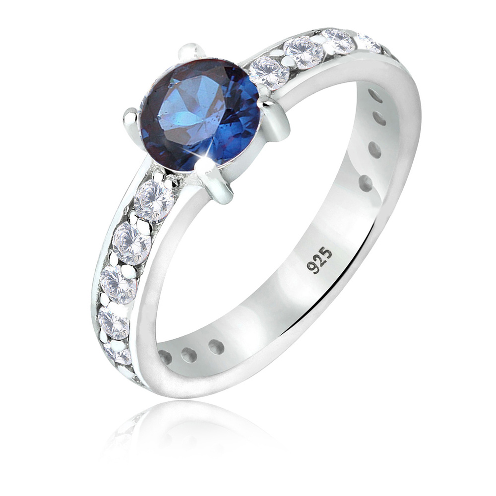 Elli Elli Bague Solitär Saphir Zirkonia 925 Sterling Silber Bague