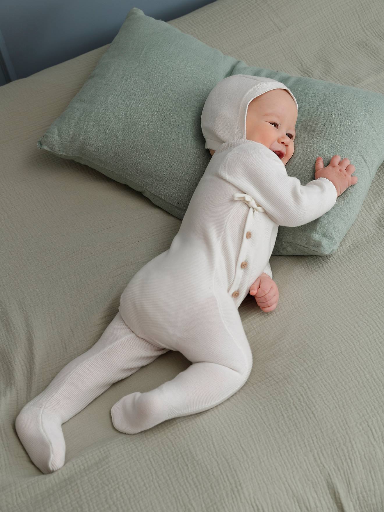 Vertbaudet Baby Geschenk-Set: Overall & Mütze Oeko-Tex - wollweiß