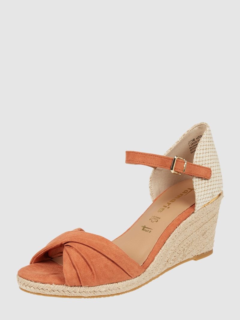 Wedges in Veloursleder-Optik in apricot