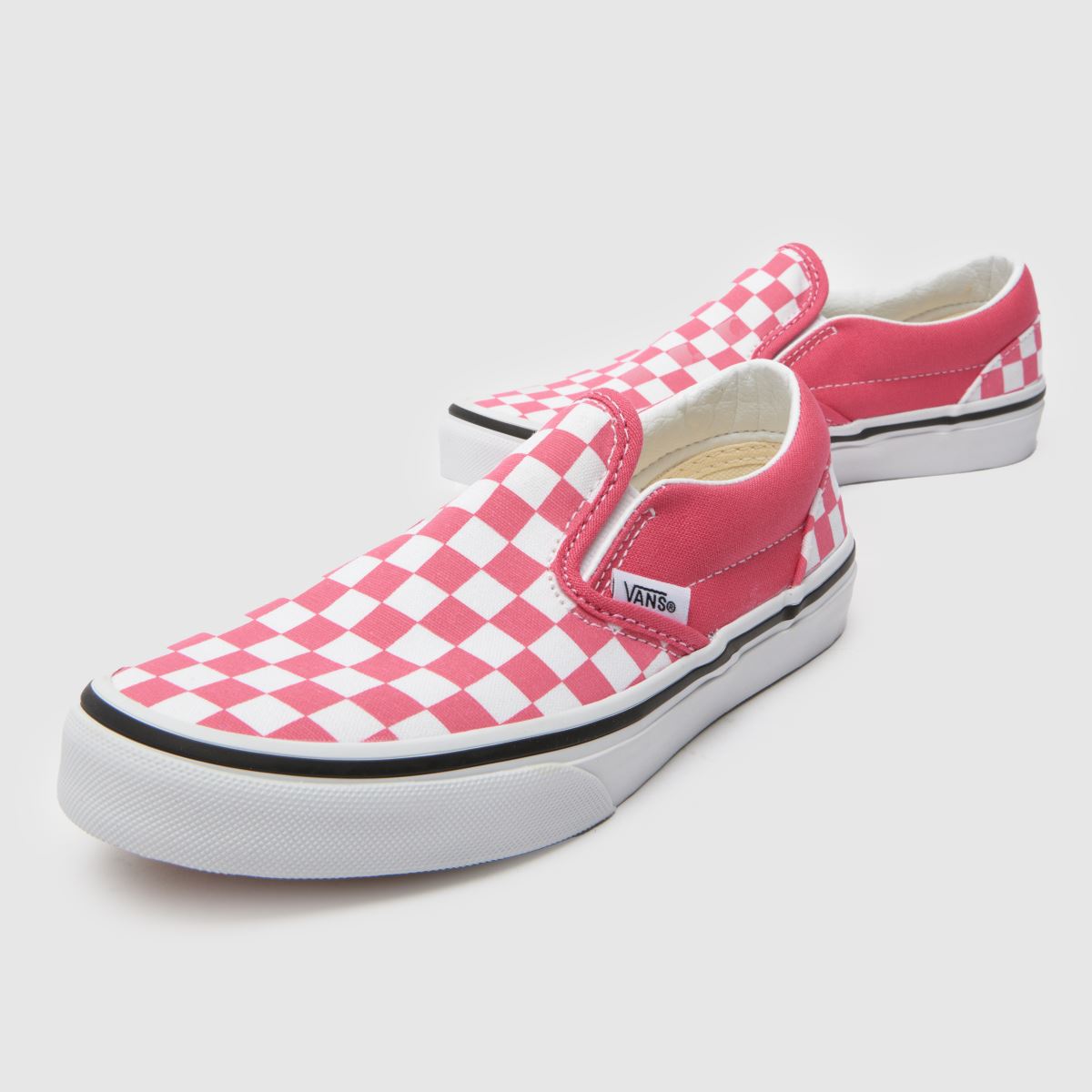 Vans vita & rosa klassiska slip-on flickor juniorskor