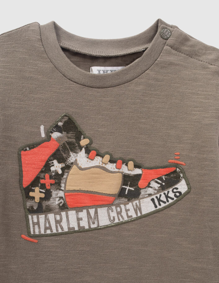T-shirt kaki coton bio visuel sneakers reliefé bébé garçon
