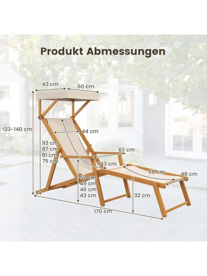 COSTWAY Gartenliege mit Dach & Ersatzteilen in Beige günstig kaufen onesize