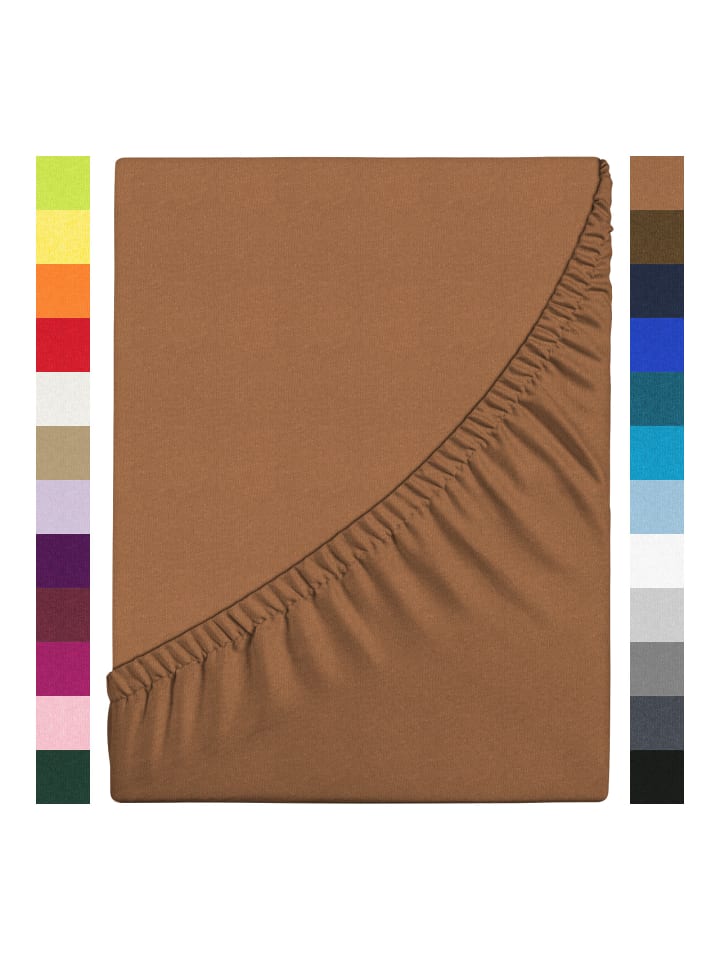 GMD Living Jersey Premium Spannbettlaken JANNEBY in Farbe Nougat günstig kaufen