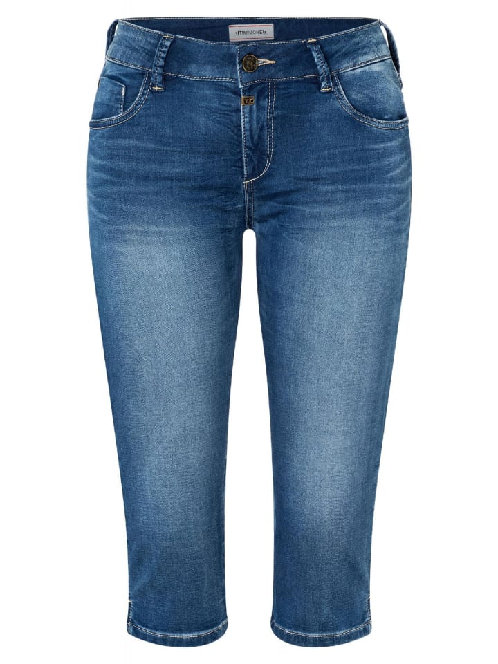 Timezone Capri Denim Jeans Shorts Kurze Bermuda Tight AleenaTZ 3/4 in Blau-2 günstig kaufen W27