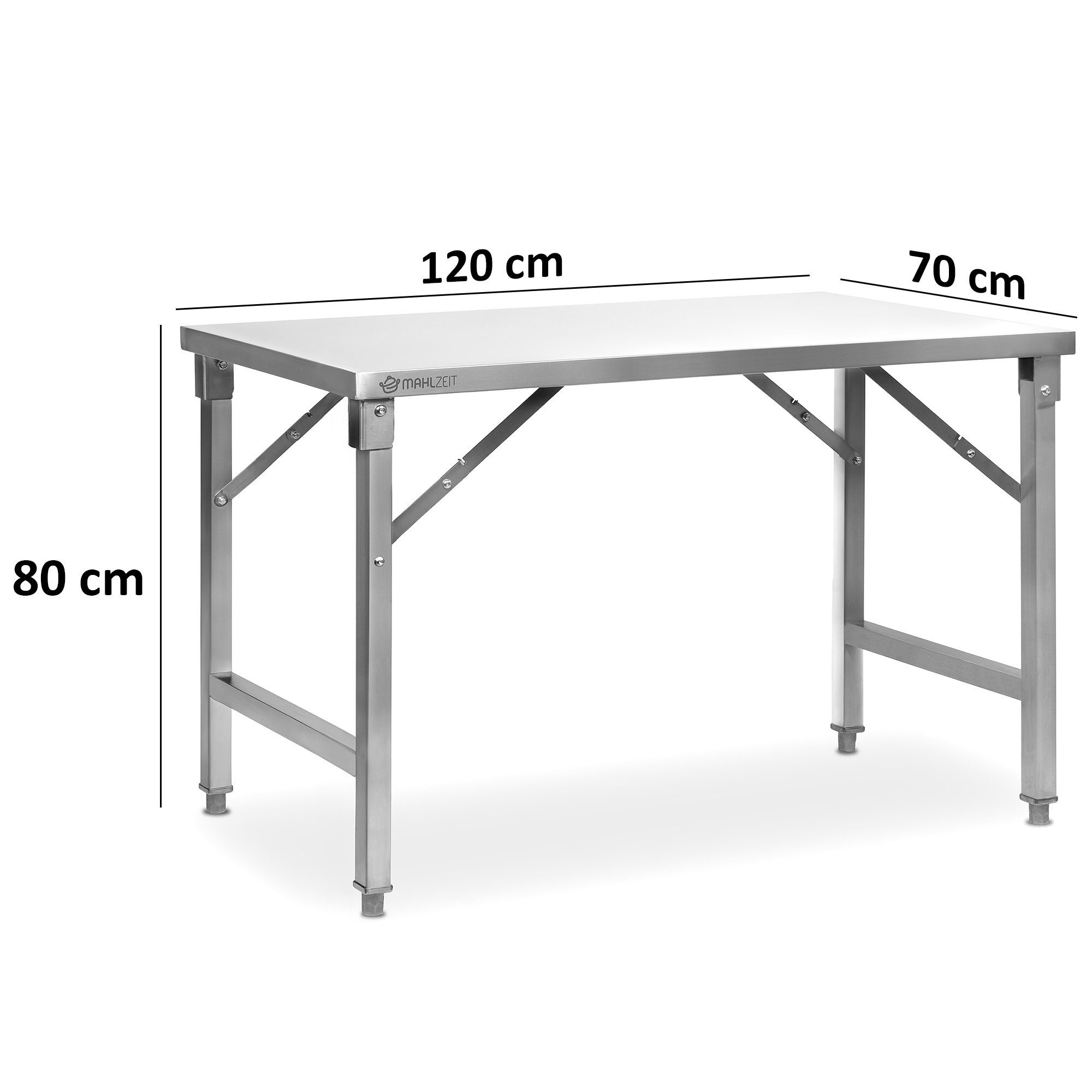 Mahlzeit Küchentisch Edelstahltisch, 120 x 70 x 80 cm, Arbeitstisch, Küchentisch (1-St), verstellbare Füße