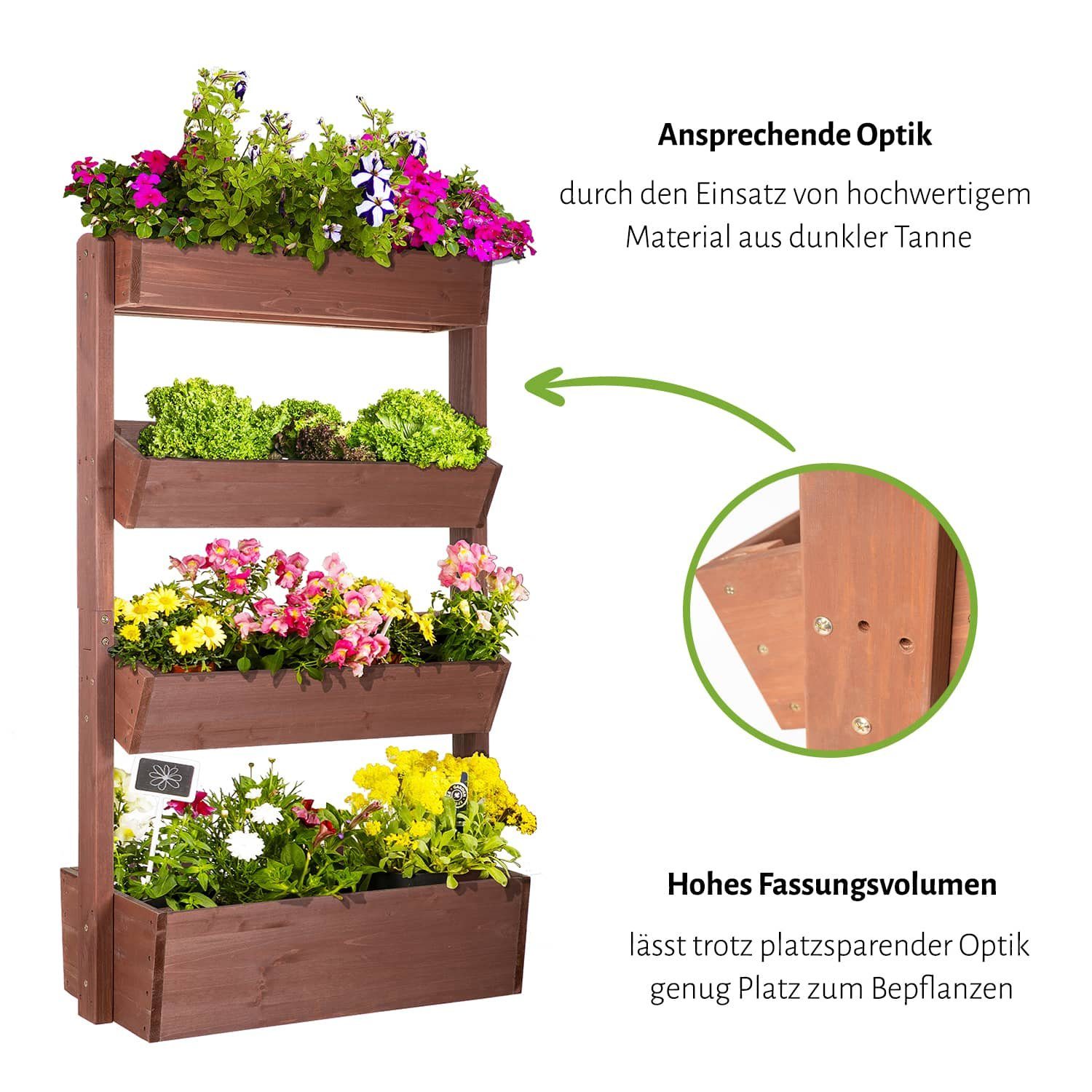 empasa Hochbeet RAISE 4, Hochbeet Balkon - Tanne - Vertikalbeet