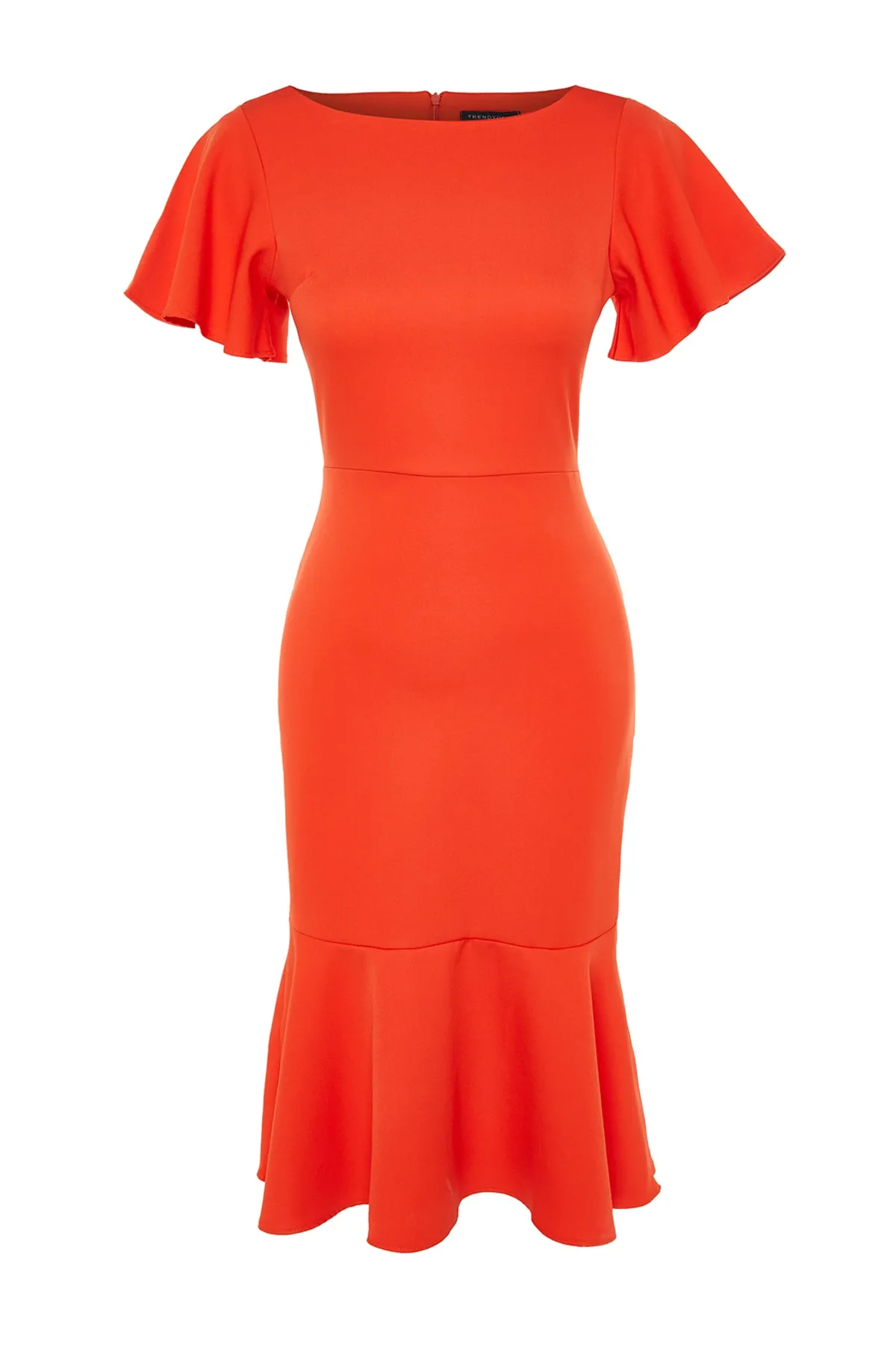 Trendyol Collection  Midi-Webkleid mit Volant und Granatapfelblüten, figurbetont TWOSS20EL1342
