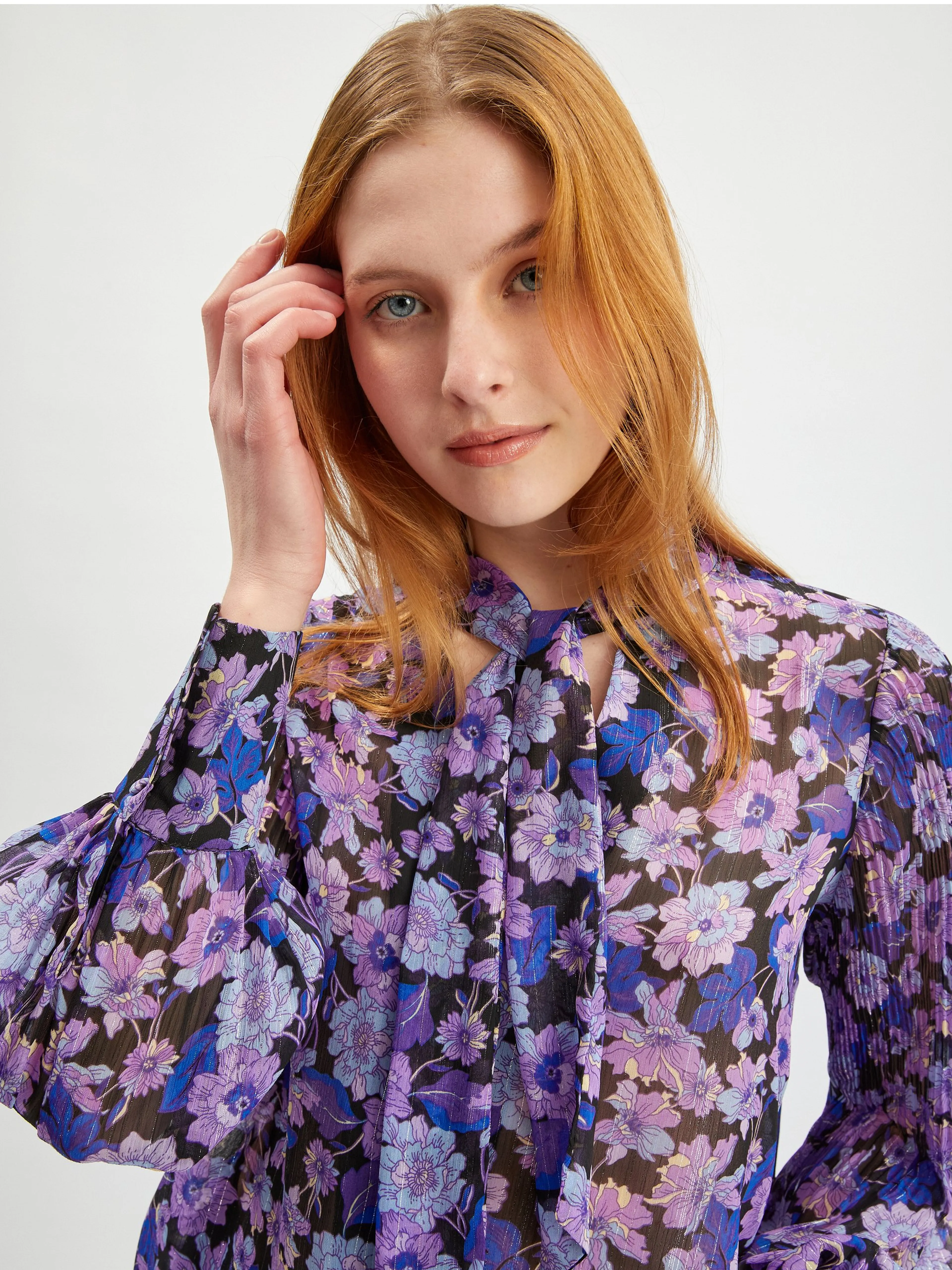 Lila Damenbluse mit Blumenmuster ORSAY