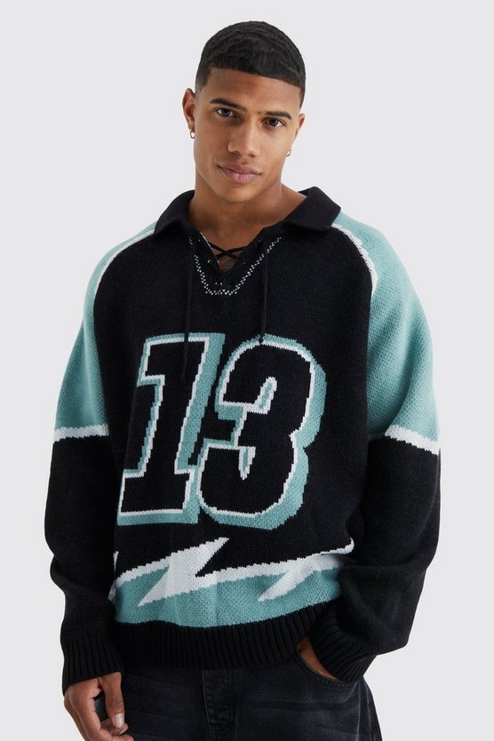 Geschnürter Oversize Hockey-Pullover
