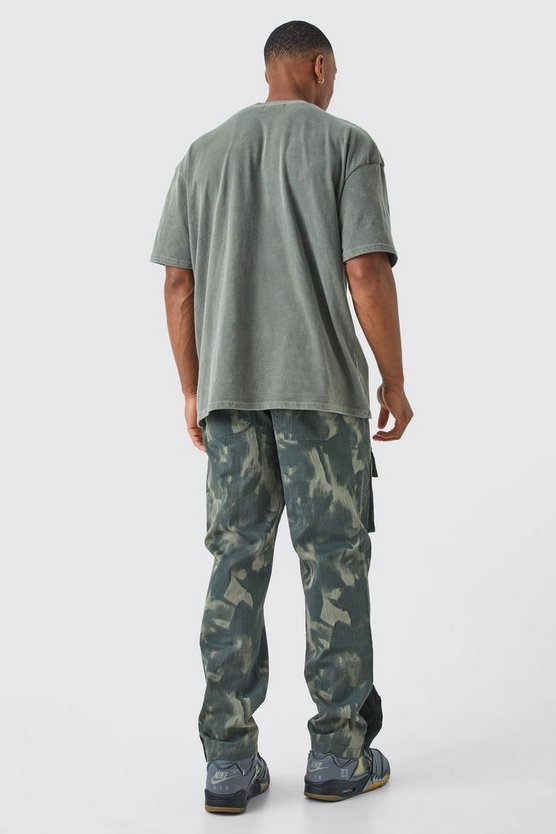 Slim-Fit Camouflage Cargo-Hose mit Druckknöpfen