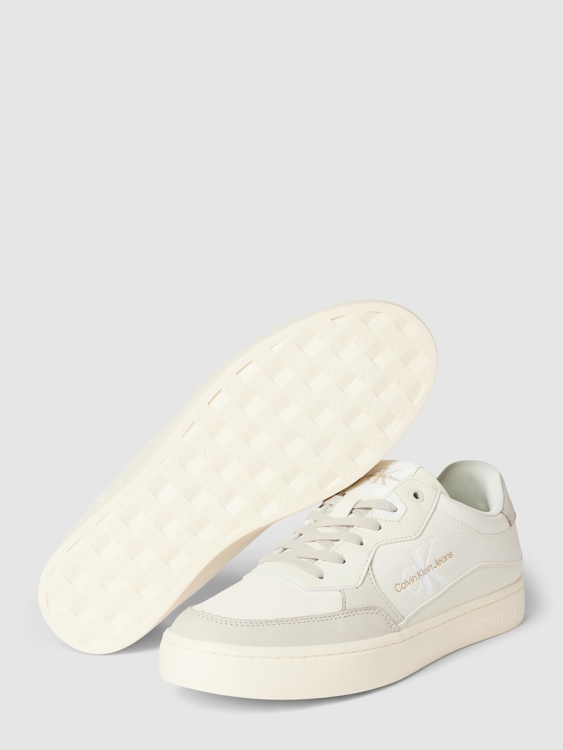Sneaker aus Leder mit Logo-Prägung Modell 'CLASSIC CUPSOLE' in offwhite