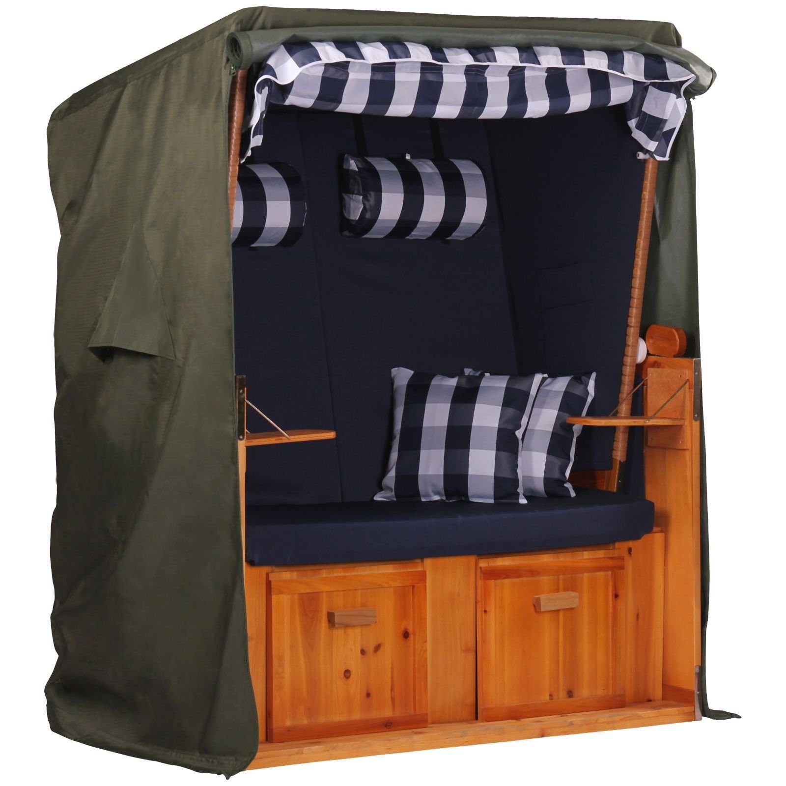 Strandkorb Hanse Strandkorb-Schutzhülle Premium Strandkorbhülle, Abdeckhaube in grün, 600D, winterfest, Segeltuch-Qualität, UV-beständig & atmungsaktiv