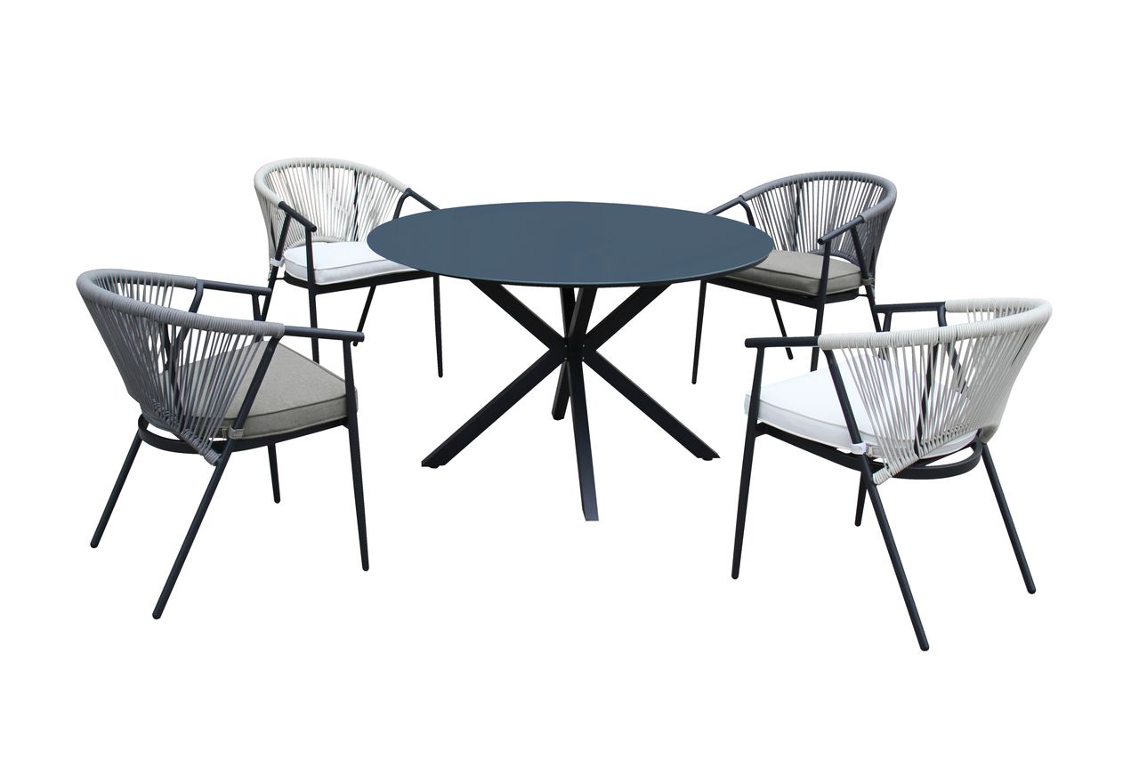 Happy Home Happy Home 5 tlg. Dining Set HGS54-GRA mit Sitzkissen in grau und beige