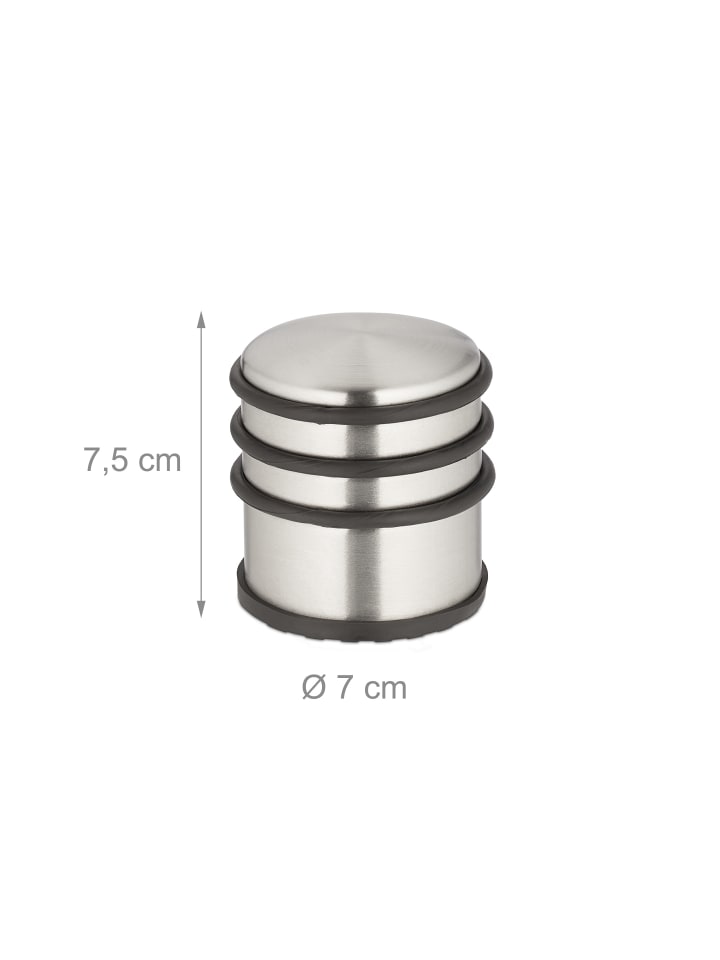 relaxdays 2 x Türstopper in Silber/ Schwarz - (H)7,5 x Ø 7 cm günstig kaufen onesize