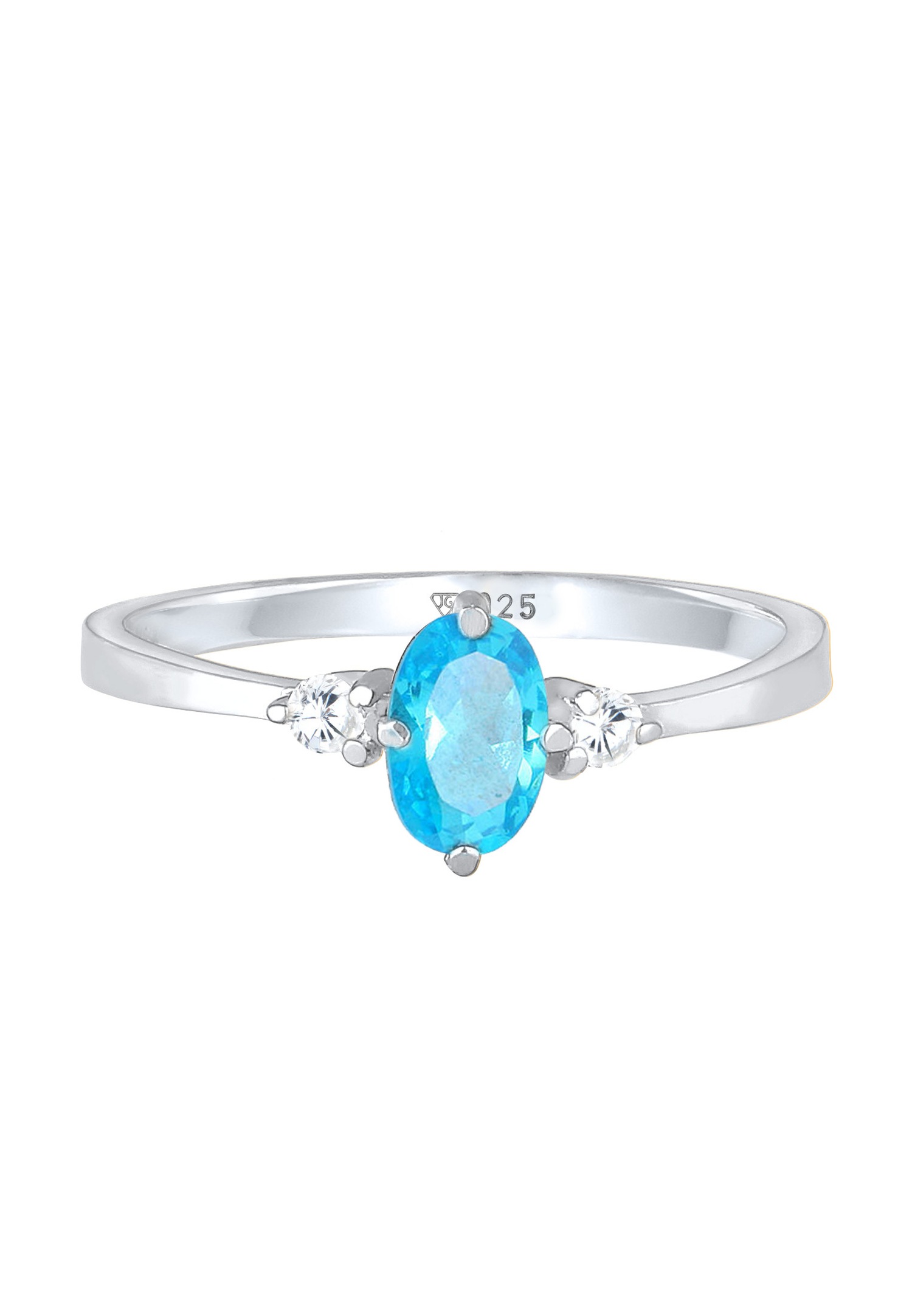 Inel de logodnă Elli Solitaire oval albastru pentru femei cu cristale de zirconiu cubic în argint 925