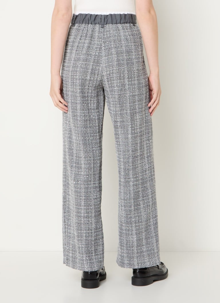 Pantaloni Maje a vita alta e gamba dritta con effetto tweed.