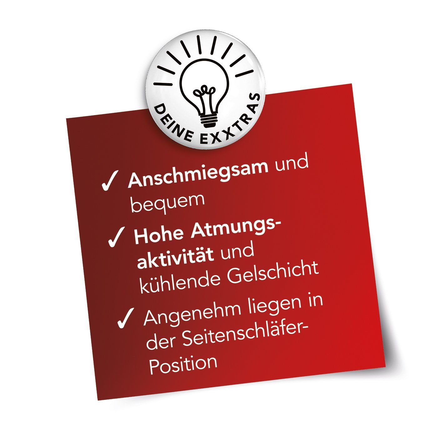 MAXXMEE Seitenschläferkissen 7,5x8x8 cm, Memory-Schaum für bequemes Liegen weiß