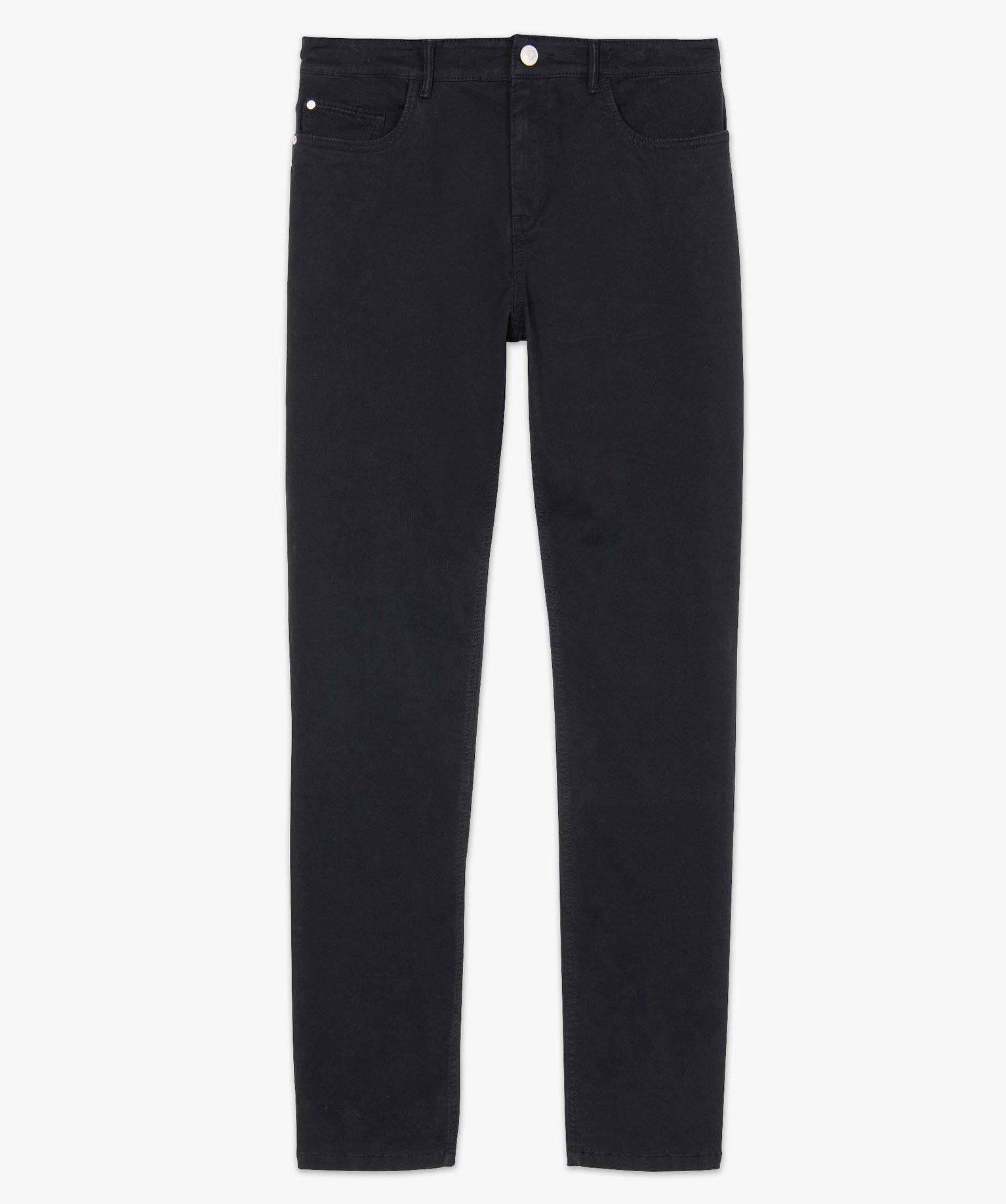 Pantalon homme straight uni en coton stretch noir | GEMO