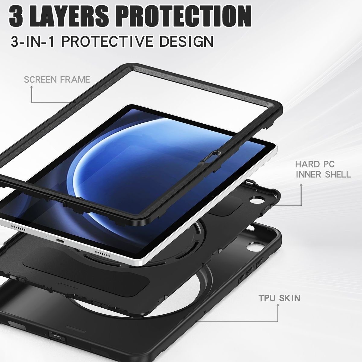 Wigento Tablet-Hülle Für Samsung Galaxy Tab A9 Plus 360 Grad Outdoor Hybrid Tablet Tasche