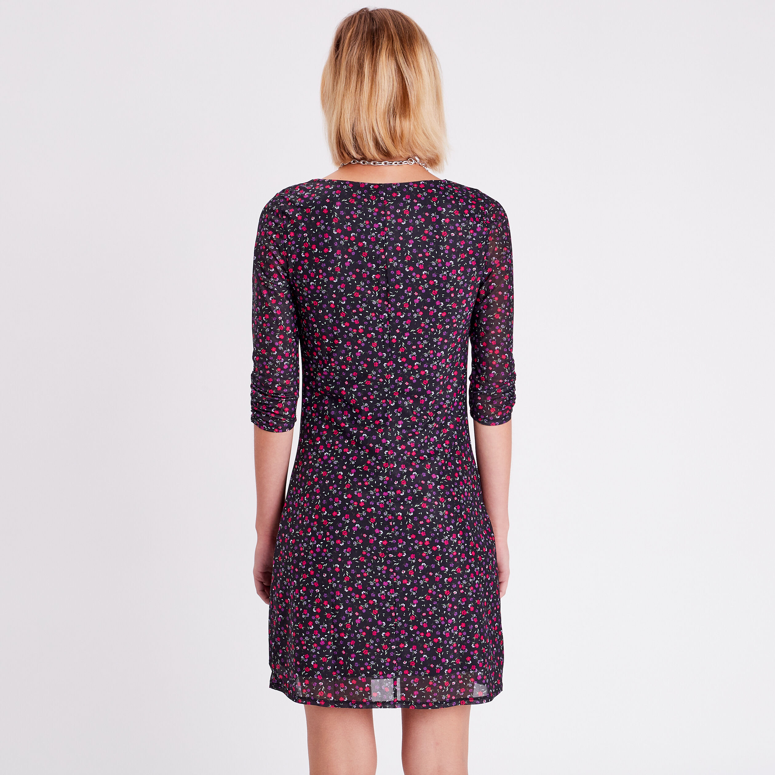 Robe droite manches 3/4 noir femme | Cache Cache