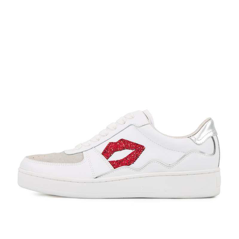 Baskets en cuir Loulou blanc rouge