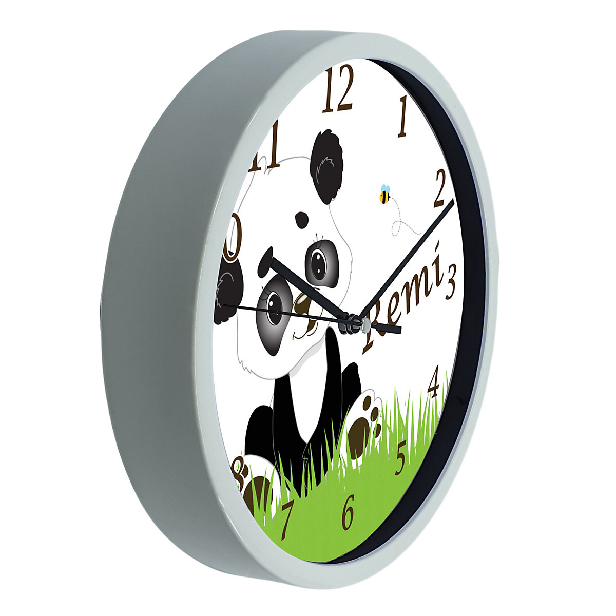 Kinder Wanduhr personalisiert mit Name Panda Bär