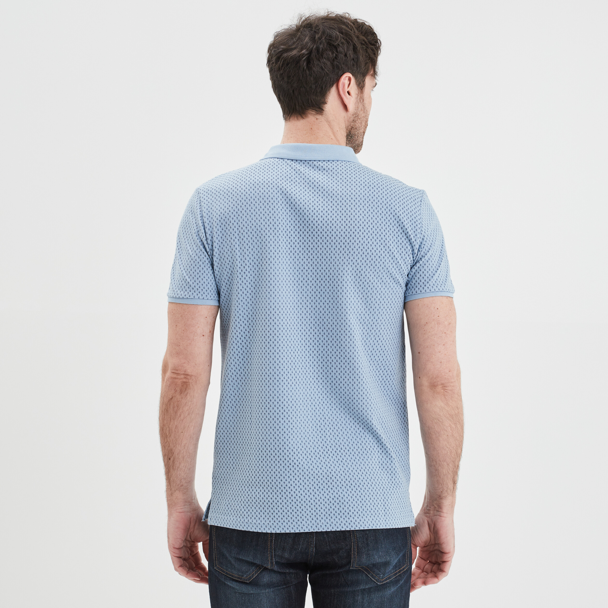 Polo droit manches courtes coton bleu ciel homme | La Halle