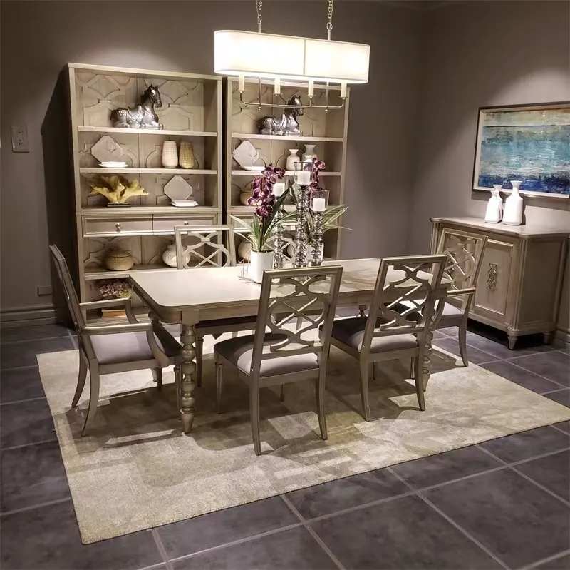 Solid wood table light luxury champagne small unit dining table and chair combination rectangular dining table · dining table 140*80*76㎝