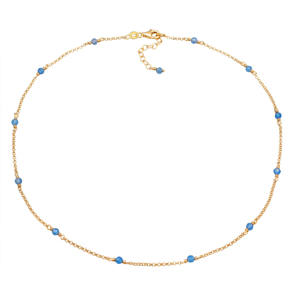 Elli Elli Collier Femmes Tendance filigrane avec des perles d'agate bleu en argent ste collier