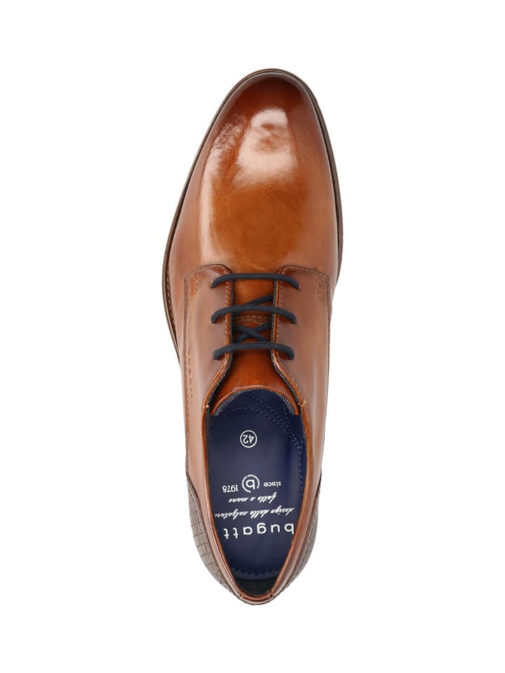 Bugatti Leder-Schnürschuhe in Hellbraun günstig kaufen 42