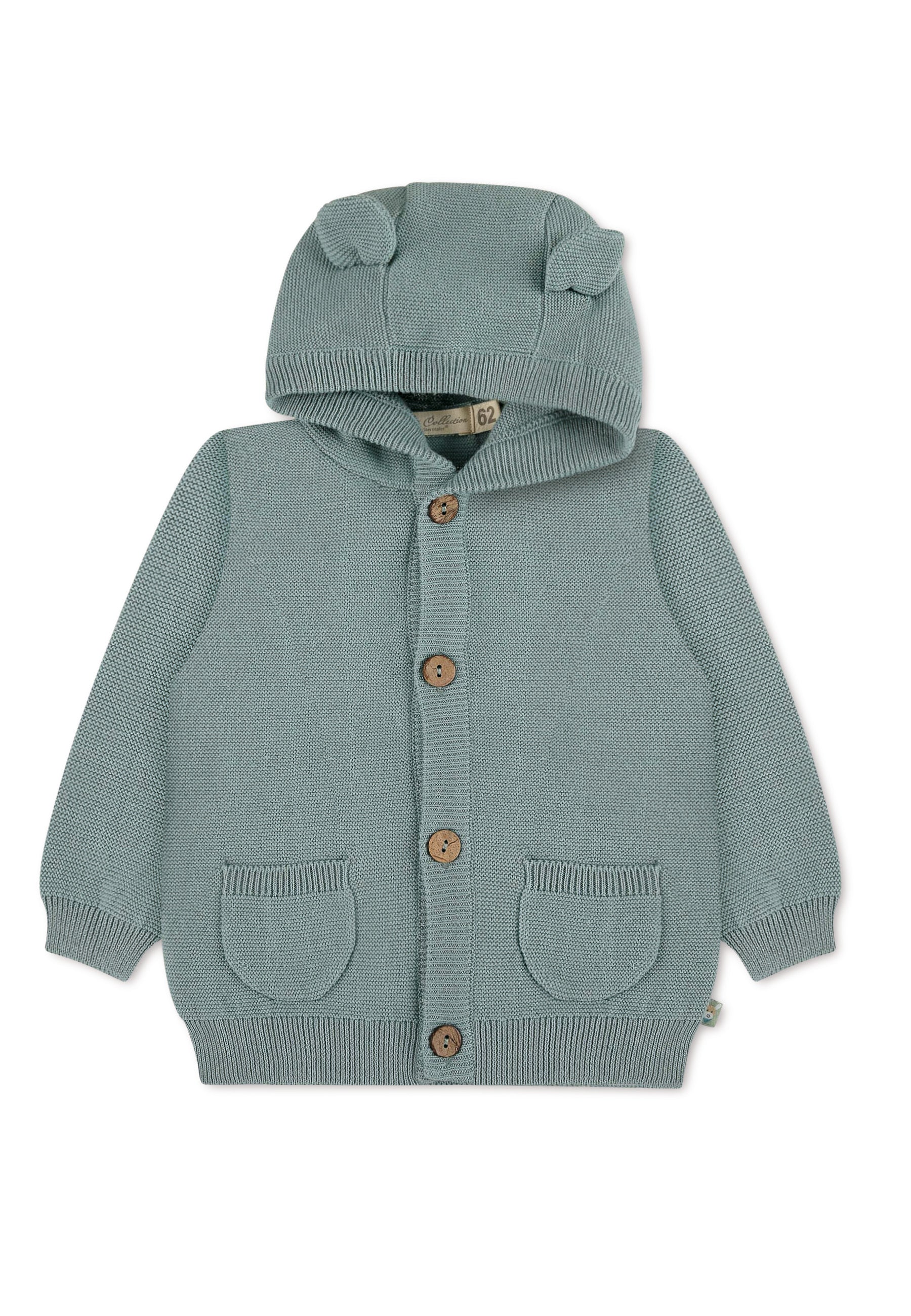 GOTS Baby-Strickjacke Esel Emmi Boy mit Knöpfen