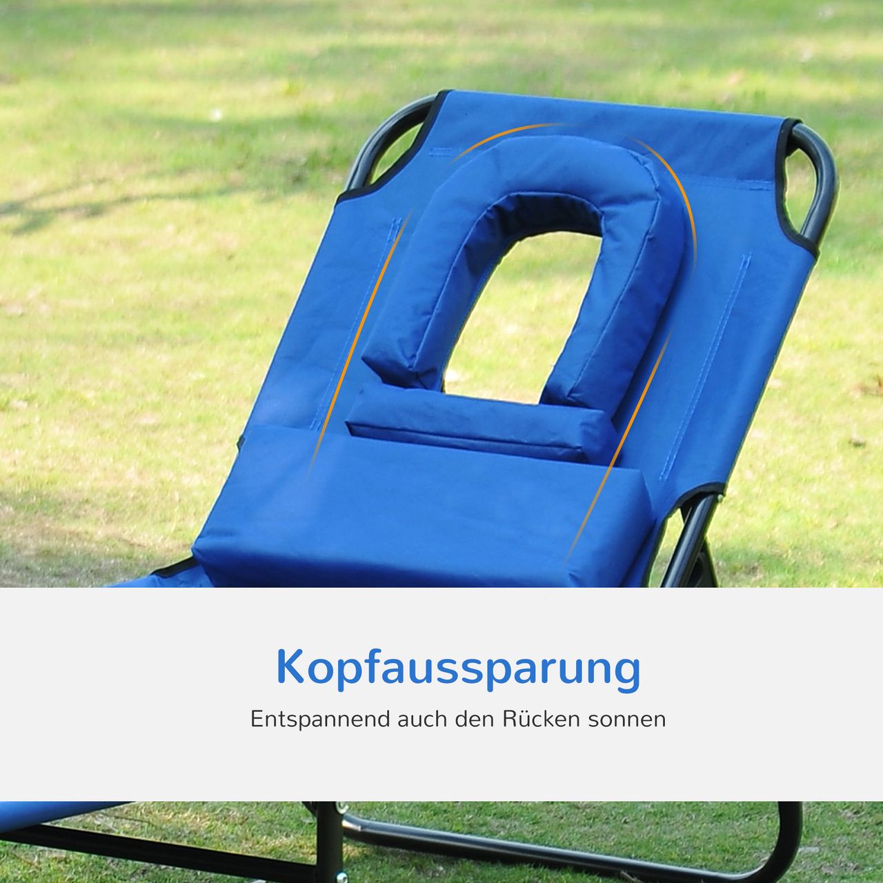 Outsunny Sonnenliege Gartenliege Relaxliege Dreibeinliege mit Gesichtsöffnung blau NEU