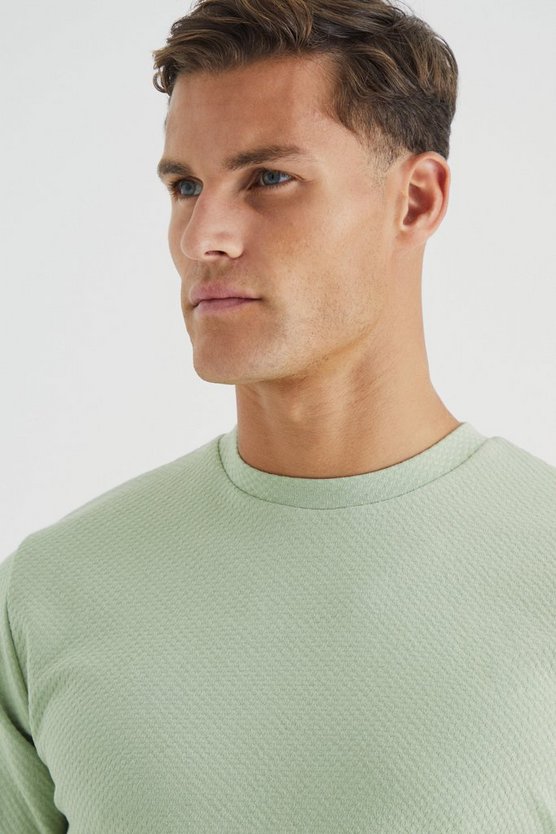 Tall strukturiertes Slim-Fit Jacquard T-Shirt