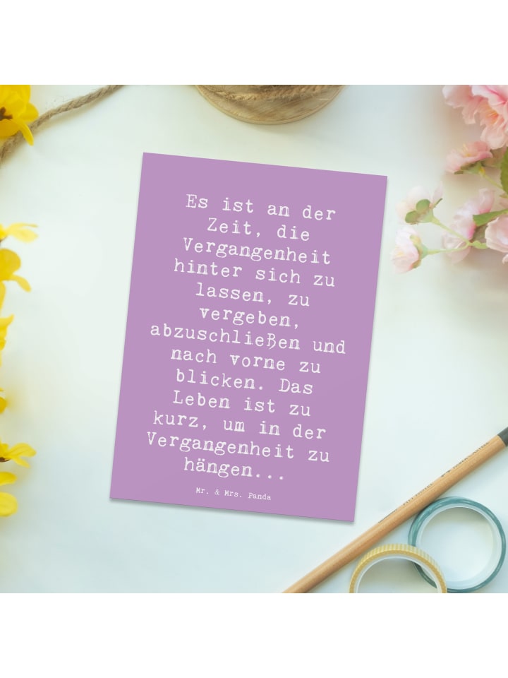 Mr. & Mrs. Panda Postkarte Spruch Vergebung und Zukunft mit Spruch in Lavendeltraum günstig kaufen onesize