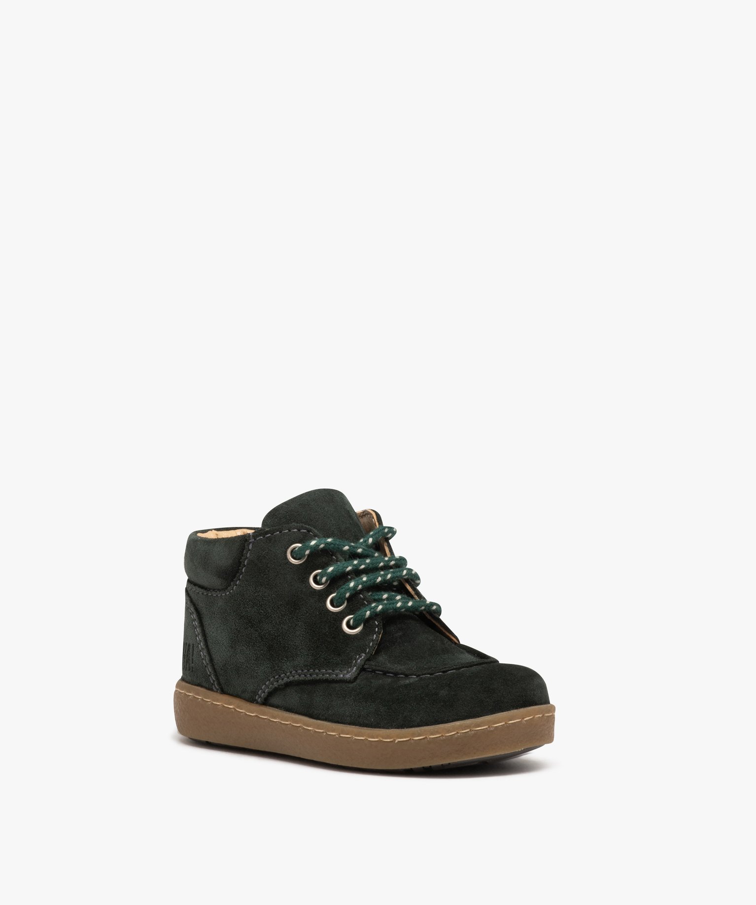 Chaussures en cuir velours à lacets bébé Garçon - NA! vert | GEMO