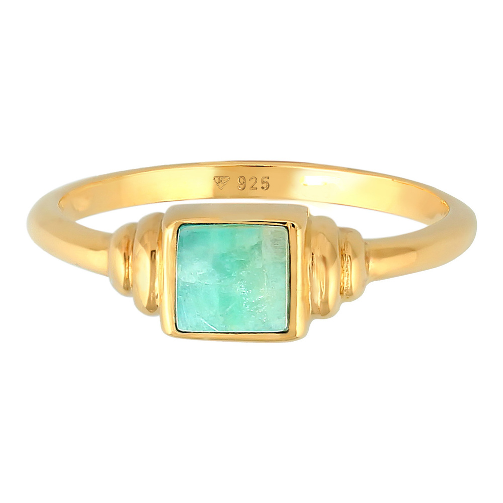 Elli PREMIUM Elli PREMIUM Bague Femmes Solitaire Vintage Carré Simple avec Amazonite en Argent Bague